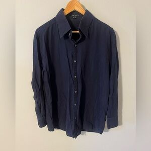 Theory Men's Navy Blue Klaus Button Down Shirt Cotton